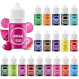 Coloranti Alimentari a 20 Colori - Liquido Colorante Alimentare per Cuocere Torte, Macarons, Glassa, Fondente, Ciambelle, Biscotti di Pasqua, Uova di Pasqua e Altri Lavoretti - Flaconi di 6 ml