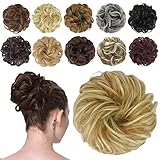 FESHFEN Chignon Finto per Capelli, Elastico Chignon Finti Sintetica Ondulato Capelli Naturale Riccio Coda di Cavallo Castano Chiaro & Biondo Cenere Posticci per Capelli Spessi Updo per Donne, 38g