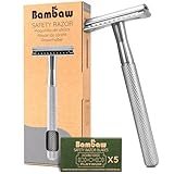 Metallo Rasoio di sicurezza con 5 lamette per rasoio di sicurezza | Rasoio barba vintage | Rasoio donna | Rasoio corpo | Rasoio monolama per rasatura tradizionale | Safety razor | Plastic free| Bambaw