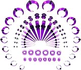 Milacolato 68Pcs Espansore Orecchio 14G-00G Kit Dilatatore Orecchio Silicone Espansore Dell Orecchio Acrilico Coni Tappi Tunnel Buffalo Espansore per Calibri Auricolari Piercing Corpo Gioielli