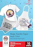 Raimarket Carta Transfer Termoadesiva Stampa su Tessuto DIY, Trasferibile |10 Fogli A4| T-shirt Di Colore Chiaro