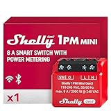 Shelly 1PM Mini Gen3, Relè interruttore intelligente Wi-Fi e Bluetooth con misuratore di potenza, 1 canale 8A, Smart Home, Alexa e Google Home, App iOS Android