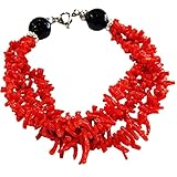 Bracciale donna in argento 925 con corallo rosso naturale rametti e onice nero gioiello artigianale unico made in italy