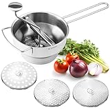 Navaris Passaverdure Manuale Acciaio Inox Ø20,5cm - 3X Dischi Passaverdura di Ricambio - Passatutto per Verdure Frutta - Purè Salse Zuppe Vellutate