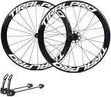 FURAHI Bicicletta Set di Ruote Quick Release Rim Brake 700C Road Bike Ruota Guarnizione Cuscinetto 20/24H Lega di Alluminio Cerchio Supporto 7/8/9/10/11 velocità Cassette,Nero