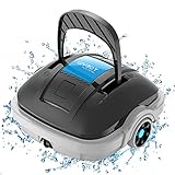 WYBOT Robot Piscina Cordless, Aspirapolvere per Piscina Dura 100 Minuti, per Piscine Fuori Terra e Piscine interrate a Fondo Piatto, Doppio Motore, Fino a 80 m², Nero/Grigio