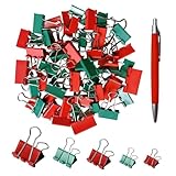 65 Pezzi Cancelleria Clip Foldback 19mm/25mm/32mm Rosso Verde,Raccoglitori Fermacarte Metallo Foldback Clips Binder Scolastica, forniture per l ufficio, con 1 x Colore Casuale Penna del