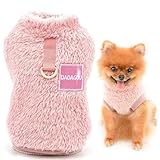 SMALLLEE_LUCKY_STORE Pet Sherpa Maglione in pile con dolcevita e anello a D per cani di piccola taglia gatto, cucciolo Yorkie Chihuahua vestiti caldi autunnali e invernali, rosa, S