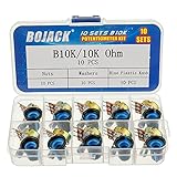 BOJACK 10 set B10K albero zigrinato 3 terminali Potenziometri rotativo conico lineare (WH148) 10K Ohm Resistori variabili kit di manopole in plastica blu