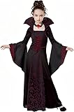 YIZHIXIANGQ Costume da Vampiro per Bambina,Vestito da Vampira Bambina,Costume Halloween Vampiro,Abito Vampiro Bambina,Costumi da Vampiro per Ragazze Halloween, Carnevale.150