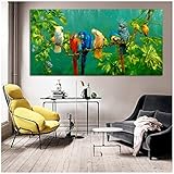 HSFFBHFBH Quadro su Tela Pappagalli Colorati Moderni Animali Paesaggi Stampe su Tela per Soggiorno Stampa Decorativa Moderna Poster 70x140 cm (27,6"x55,1) Senza Cornice