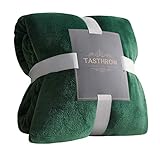 TASTHROW Coperta Vellutata in Pile, Morbida Coperta Plaid Divano Coperta Per Letto in Microfibra per Divano, Letto, Viaggi (Verde scuro, 130x180cm)