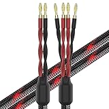 KK CABLE k4B-2B - Cavo per altoparlanti bi-fili (2 spine a banana - 4 spine a banana), set da 1 paio (totale 12 spine a banana), k4B-2B (3 m)