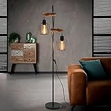 ZMH Lampada da Terra Vintage Nero Lampada Piantana industriale con 2 Paralumi a Gabbia in Metallo con interruttore Lampadina E27 Max 25W Lampada a stelo per soggiorno - Altezza 151 cm