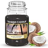 Yankee Candle Candela profumata in giara grande, Noce di cocco nera, Durata Fino a 150 Ore