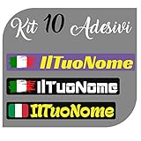 CrisPhy Set di x10 Adesivi in Vinile con Il Tuo Nome con la Bandiera dell Italia – Bici, Casco, Racchetta da Paddle, Skateboard, Auto, Moto, ECC (Font Pack 2)