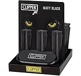 - Clipper Jet, accendino in metallo nero, in confezione regalo