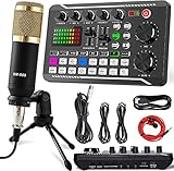 Scheda audio live e interfaccia audio con effetti mixer DJ e cambia vocale, mixer audio stereo Bluetooth F988, per streaming live Youtube, PC, studio di registrazione (‎Streaming Microphone kit)