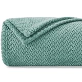 Homebliss Coperta Plaid Pile, Coperta Divano 130 x 150 cm - Flanella Coperta Certificato Oeko-TEX®, Morbida e leggera, In peluche, Per letto, Divano, Viaggi, Campeggio,Verde Acqua