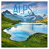 NOTIQUE Calendario da parete 2024 Alpi, calendario opuscolo con calendario mensile, calendario naturale, 30 x 30 cm (30 x 60 cm)