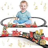 deAO Trenino Elettrico per Bambini - Natale Giocattolo Pista Treno Bambino Ferroviario di con Luci e Suoni Regalo Natale Giochi per Bambini