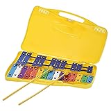 Btuty 25 Notes Glockenspiel Xilofono Clavicordo in Alluminio Percussioni Rhythm Musical Strumento Didattico con 2 Mallets Custodia Palmare (giallo)