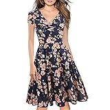 Women s Criss-Cross Necklines V-Neck cap Sleeve Floral Casual Work Stretch Swing Summer Dress Party Dress Purple FP(S)