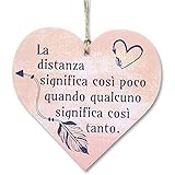 CARISPIBET La Distanza Significa così Poco | Segno Decorativo Domestico a Forma di Cuore 12 x 12 cm