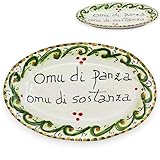 SICILIA BEDDA CAPACI Vassoio Ovale, Ceramica Caltagirone - Proverbi Siciliani (1pz) Piatto da Portata, L 22 x 14 cm ca. Vari Decori MD1 - Decoro 4