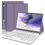 JADEMALL Custodia con Tastiera per Samsung Galaxy Tab S7 FE/S7+ Plus/S8+ Plus 12.4" 2022/2021 - Italiano QWERTY Tastiera Bluetooth Staccabile per Samsung Tab S7FE/S7+ Plus/S8+ Plus 12.4", Viola