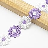 XCSJ 5 Yarde 2.5cm Nastro Fiori In Poliestere Passamaneria Decorativa Trim Nastro Fiore Applique Nastri Decorativi Tessuto Per Fascia Per Capelli, Abbigliamento, Decorazioni (viola, bianco)