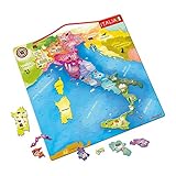 Janod - Cartina Dell’Italia Magnetica - Puzzle Bambino in Legno - 20 Pezzi Magnetici - Gioco Educativo Geografico -Scoprire E Memorizzare - Versione Italiana - Da 7 Anni in Su, J05488