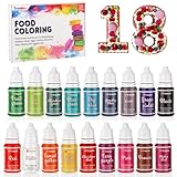 Coloranti Alimentari a 18 Colori x 10ML,Colorante Alimentare Vibrante Concentrato Liquido per Torte Decorare,Cucinare,Biscotti,Dolci,Glassa,Uova di Pasqua,Fondente,Macaron,Slime,Insapore e Mestieri