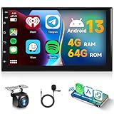 Hodozzy 4G+64GB Android 2 Din Autoradio con Wireless Carplay & Android Auto, Radio 7 Pollice Schermo Touch Screen Auto Stereo 2 Din GPS Navigatore WiFi Bluetooth DSP FM/RDS USB/SWC + AHD Telecamera