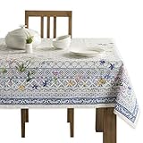 Maison d  Hermine Faience - Tovaglia in 100% cotone, per cucina, cena, tavolo, decorazione per feste, matrimoni, primavera/estate (rettangolare, 140cm x 180cm)