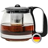 NORDIC SCHILLER Premium Teiera in vetro con Coperchio, Teiera Vetro Con Infusore, 1250ml, Resistente al Calore, Teiera Termica con Filtro in Acciaio Inox, Tea Maker, Glass Tea Pot