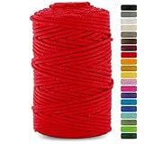 Netuno 1x corda macramè colorata rosso 5 mm 100 m filo macrame corda di cotone filato di cotone cordoncino corda per lavori uncinetto ferri da maglia gomitolo macramè cordino macramè