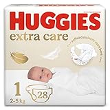 Huggies Extra Care Bebè, Pannolini Taglia 1 (2-5Kg), Ipoallergenico, Design Winnie The Pooh, 28 Pz