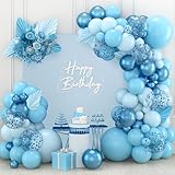 Kit Arco Palloncini Blu, 110 Pezzi Kit Arch Palloncini Ghirlanda Blu e Metallizzati Blu Con Blu Palloncini Coriandoli per Baby Shower, Compleanno, Battesimo Bambino, Genere Rivelare, Laurea