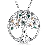 MEGA CREATIVE JEWELRY Collana da Donna Albero Della Vita Ciondolo Gioielli in Argento 925 con Cristalli Idee Regalo Donna Originale per Lei Mamma Moglie Fidanzata Compleanno Anniversario