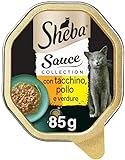 Sheba Sauce Collection in Salsa, Cibo per Gatto con Tacchino, Pollo & Verdure - 22 Vaschette da 85 g, Totale 1870 g