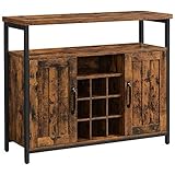 VASAGLE Armadietto Portaoggetti, Credenza, Tavolo da Buffet con Portabottiglie, 2 Ante, per Sala da Pranzo, Soggiorno, Cucina, 100 x 35 x 81,4 cm, Industriale, Marrone Vintage e Nero LSC094B01