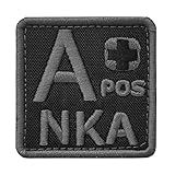 ACU A POS A+ NKA Blood Type Subdued ECWCS Embroidered Touch Fastener Patch