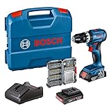 Bosch Professional 18V System Trapano avvitatore con percussione a batteria GSB 18V-45 (velocità di rotazione di 1.900 giri/min, 2 batt. da 2.0 Ah, accessori, GAL 18V-20, L-Case) - Amazon Exclusive