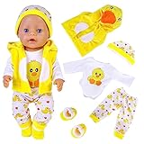 Vestiti per bambole da 14-18 pollici, inclusi con berretto, calze, pantaloni a maniche lunghe e gialli, carine anatre gialle vestire in cotone per New Born Baby Doll 35-43 cm per bambini e ragazze