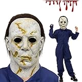 Applysu Kids Mike Myers Mask Halloween Cosplay Horror Killer Costume Headwear Michael Myers Costume Mask for Boys Girls (Yellow Mike)