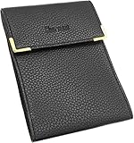 Charmoni® Marvin - Porta libretto degli assegni pieghevole, talloncino a sinistra, 3 scomparti per carte di credito, 3 strati, compatto, in vacchetta, 10,5 x 14,5 cm