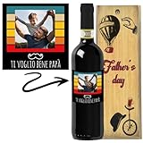 Regalo festa del papà - Bottiglia vino personalizzata con foto e cassa legno - Idea regalo uomo, festa del Nonno, compleanno papà (Chianti DOCG, Vintage)