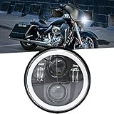 Aumotop Moto Fari Led 12000LM Motociclo Fari 100W Angel Eyes 4 Modalità per 9V-30V Moto, 6000K Bianchi / 3000K Ambra Faro Moto Fari Ring, Moto Fari Led H4