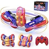 Macchina Telecomandata Spider Acrobatica, Macchinina Radiocomandata 4WD Auto RC con Spettacolo di Luci Giochi Bambini Regalo Compleanno Natale Giocattoli Bimbi Ragazzi Gioco Car Monster Truck